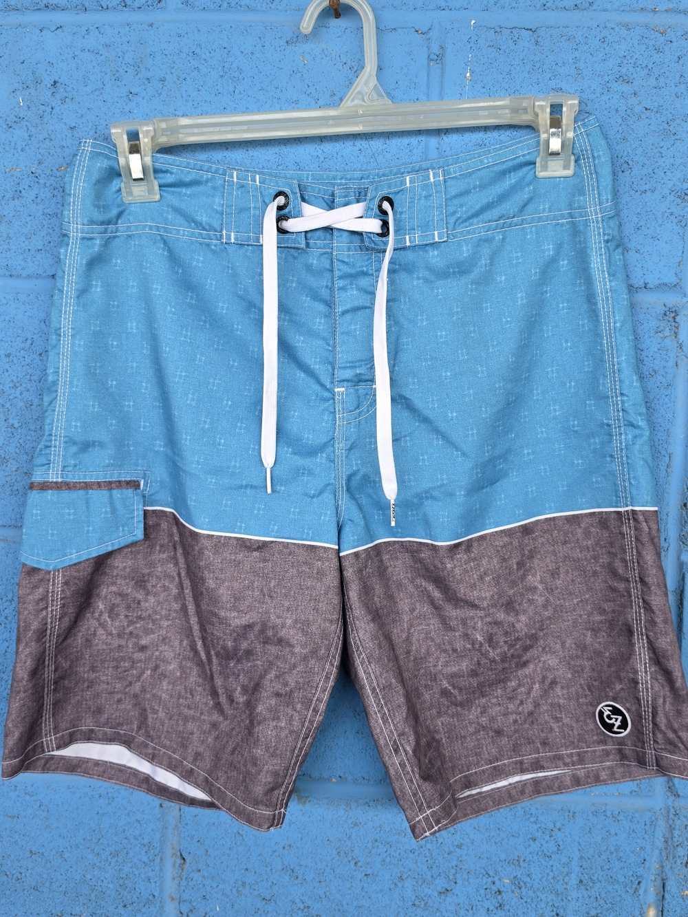 Ezekiel Board Shorts Mens 30 Blue Gray Swim Surf Beach Drawstring Pocket